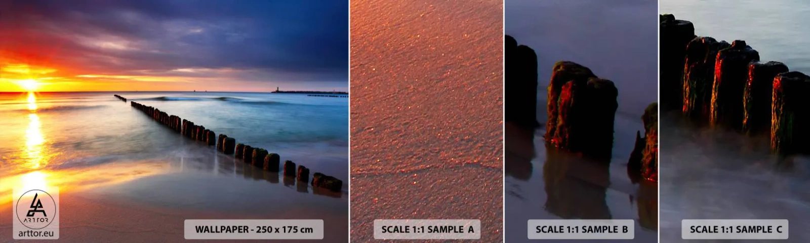 Campione Di Fotomurale Standard Eco - Ascolta il silenzio - Paesaggio, Tramonto, Spiaggia - 100x30 cm