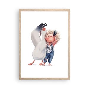 Poster in cornice rovere chiaro - Il progetto di un grande viaggio - 50x70 cm