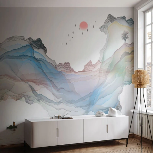 Fotomurali Premium Canvas - Verso i monti di cristallo - Astrazione, Fantasia, Paesaggio - 350x256 cm