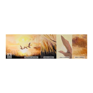 Campione di Fotomurale Premium Sand - L'inizio di un lungo viaggio - Natura, Anatra selvatica, Paesaggio - 100x30 cm