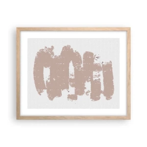 Poster in cornice rovere chiaro - Astrazione in un rosa mite - 50x40 cm