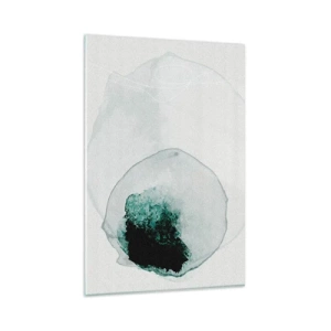 Quadro su vetro - Goccia d'acqua astratta con sfumature di verde e nero - 80x120cm - In una goccia d'acqua - Decorazione murale moderna per soggiorno e camera da letto ARTTOR