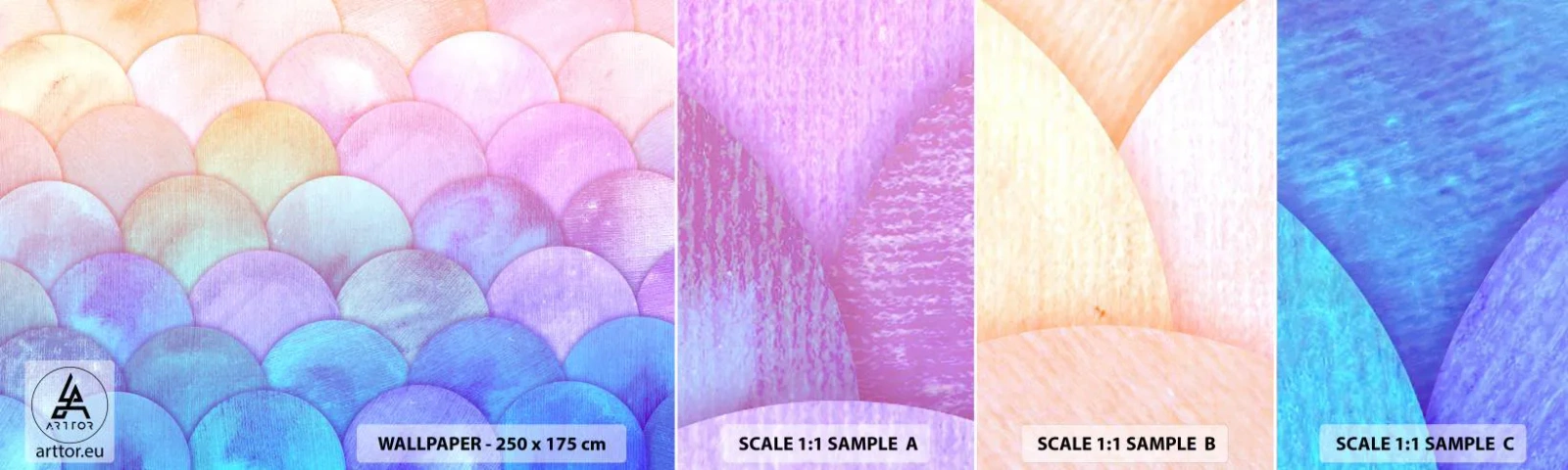 Campione Di Fotomurale Standard Eco - Scaglie perlate - Pastello, Bolle, Bilancia - 100x30 cm