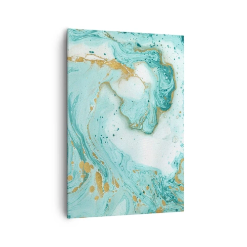 Quadro su tela - Stampe su Tela - Marmo turchese con accenti dorati in una composizione astratta - 70x100cm - La grande onda del periodo Edo - Decorazione murale moderna per soggiorno e camera da letto ARTTOR