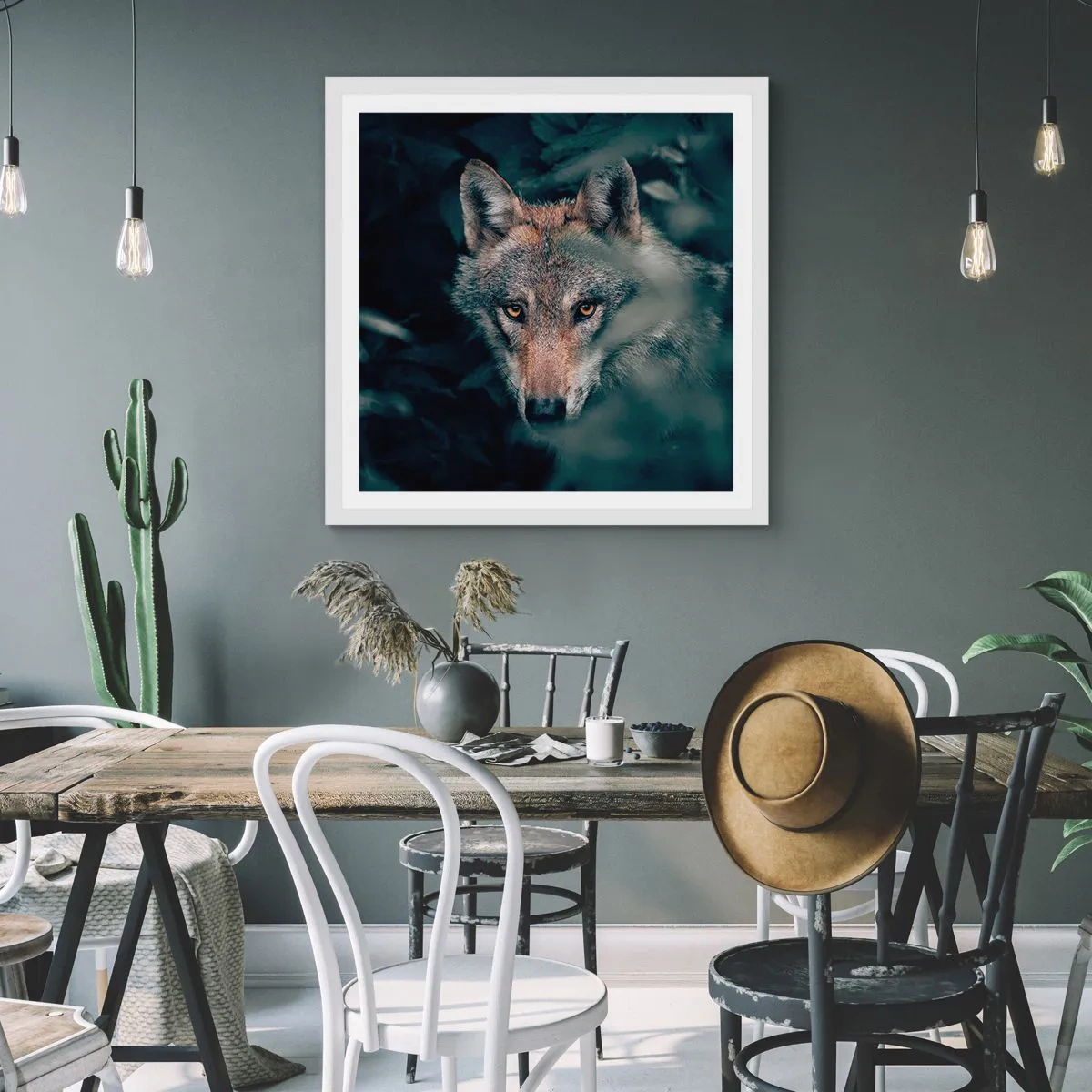 Poster in cornice bianca - Cacciatore - 30x30 cm