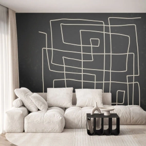 Fotomurali Standard Eco - Linee geometriche sotto forma di griglia astratta - 100x70cm - Non è così semplice - Decorazione murale moderna per soggiorno e camera da letto ARTTOR
