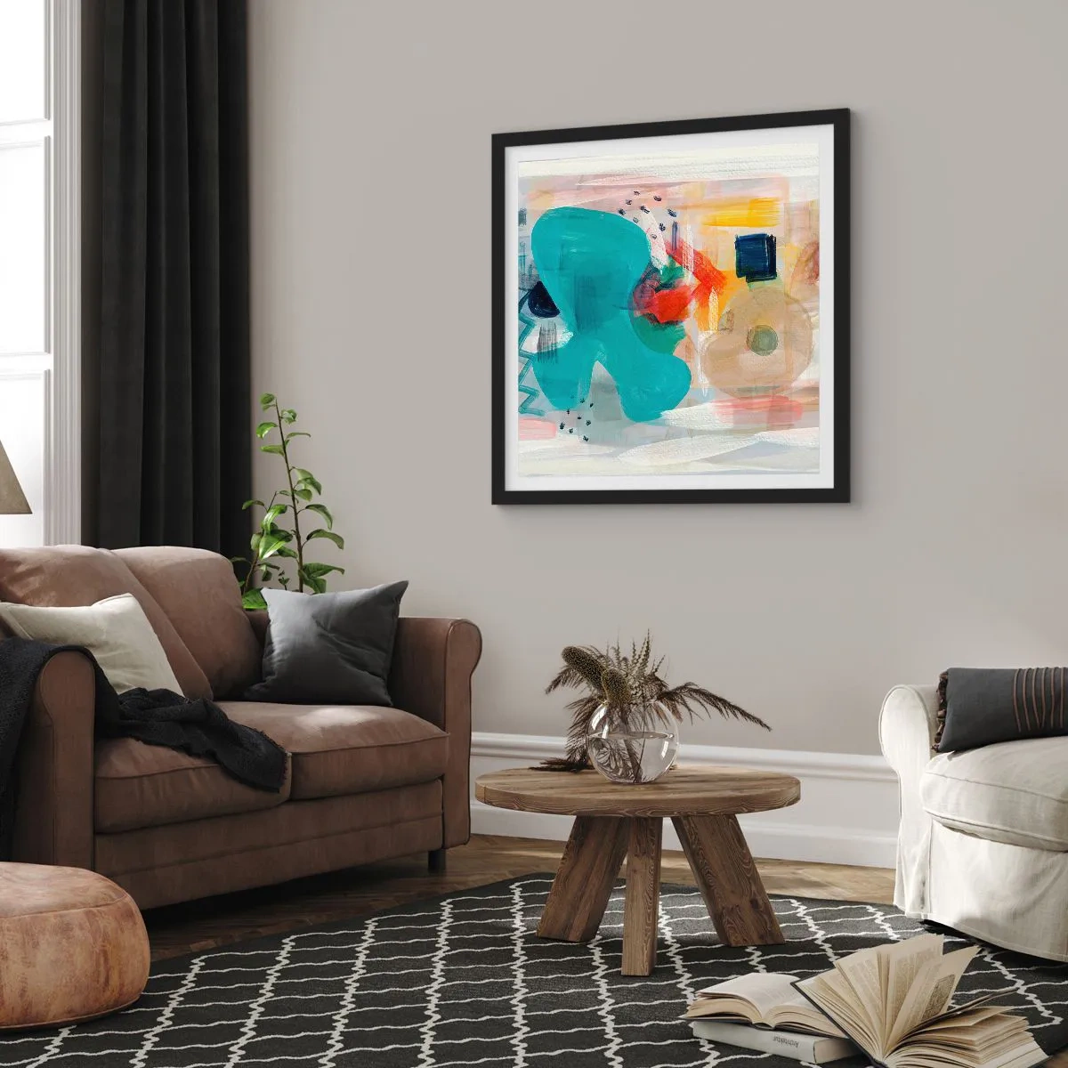 Poster in cornice nera - Il gioco dei colori - 40x40 cm