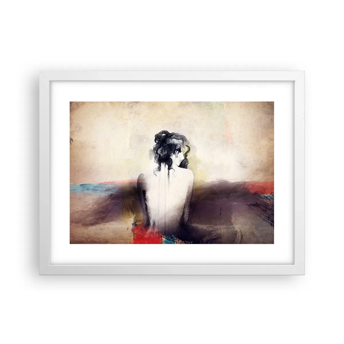 Poster in cornice bianca - Linee miti, forme ovali - 40x30 cm
