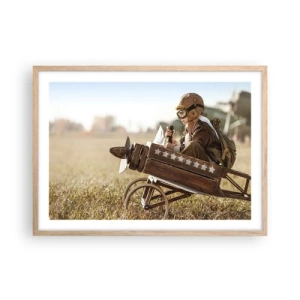 Poster in cornice rovere chiaro - Decollo verso i sogni - 70x50 cm