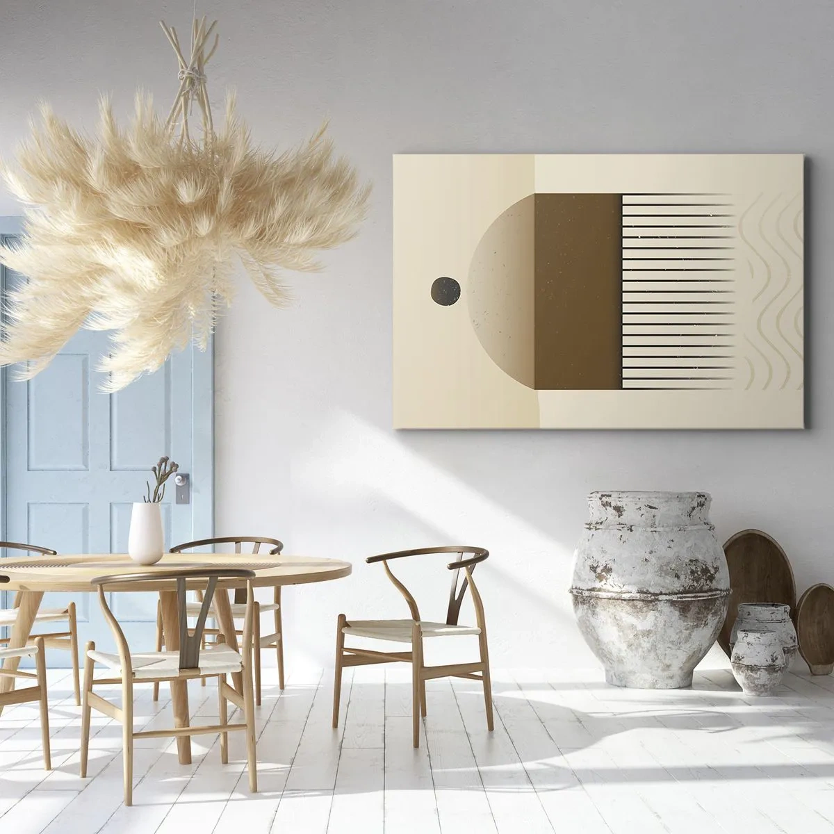 Quadro su tela - Stampe su Tela - Composizione geometrica astratta nei toni del beige e del marrone - 120x80cm - Diversi stati - Decorazione murale moderna per soggiorno e camera da letto ARTTOR