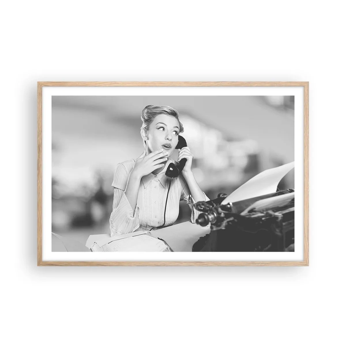 Poster in cornice rovere chiaro - Salve, qui gli anni '50 - 91x61 cm