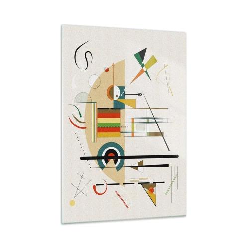 Quadro su vetro - Astrazione geometrica colorata su uno sfondo chiaro - 50x70cm - E il mondo ride - Decorazione murale moderna per soggiorno e camera da letto ARTTOR