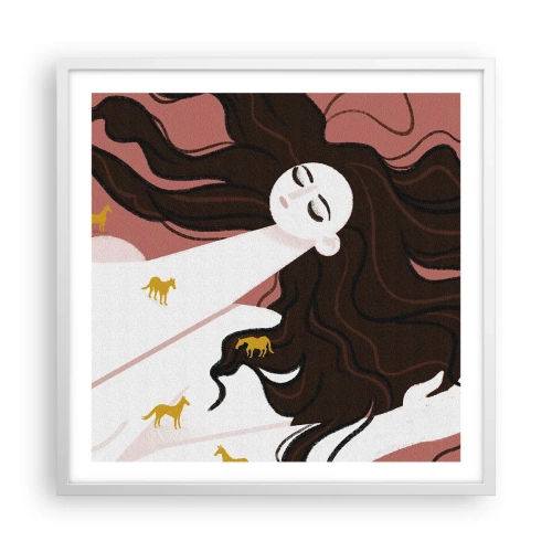 Poster in cornice bianca - Il sogno del cavallo d'oro - 60x60 cm