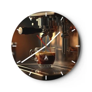 Orologio da parete - Orologio in Vetro - Una macchina per il caffè che versa l'espresso in un bicchiere - 30x30cm - Miscela sensuale - Decorazione murale moderna per soggiorno, cucina e camera da letto ARTTOR