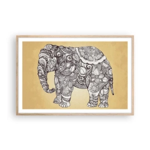 Poster in cornice rovere chiaro - L'elefante nascosto - 91x61 cm