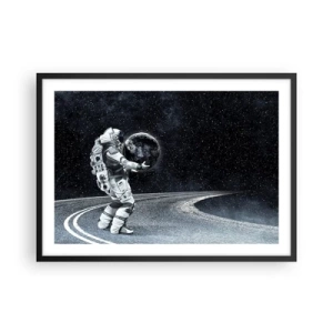 Poster in cornice nera - Astronauta con la Terra contro il cielo stellato - 70x50cm - Sulla Via Lattea - Decorazione murale moderna per soggiorno e camera da letto ARTTOR