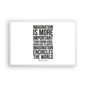 Poster in cornice bianca - Einstein sul potere dell'immaginazione - 91x61 cm