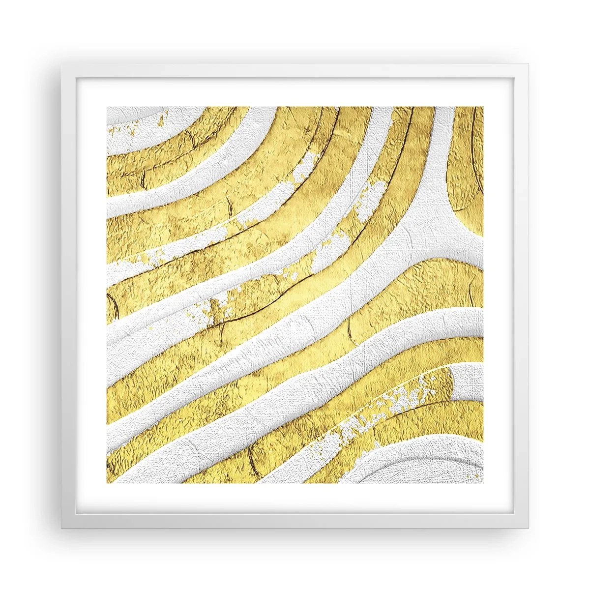 Poster in cornice bianca - Composizione in bianco e oro - 50x50 cm