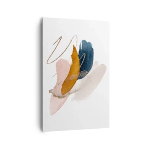 Quadro su tela - Stampe su Tela - Tratti astratti in colori pastello con accenti dorati - 80x120cm - Composizione alata - Decorazione murale moderna per soggiorno e camera da letto ARTTOR