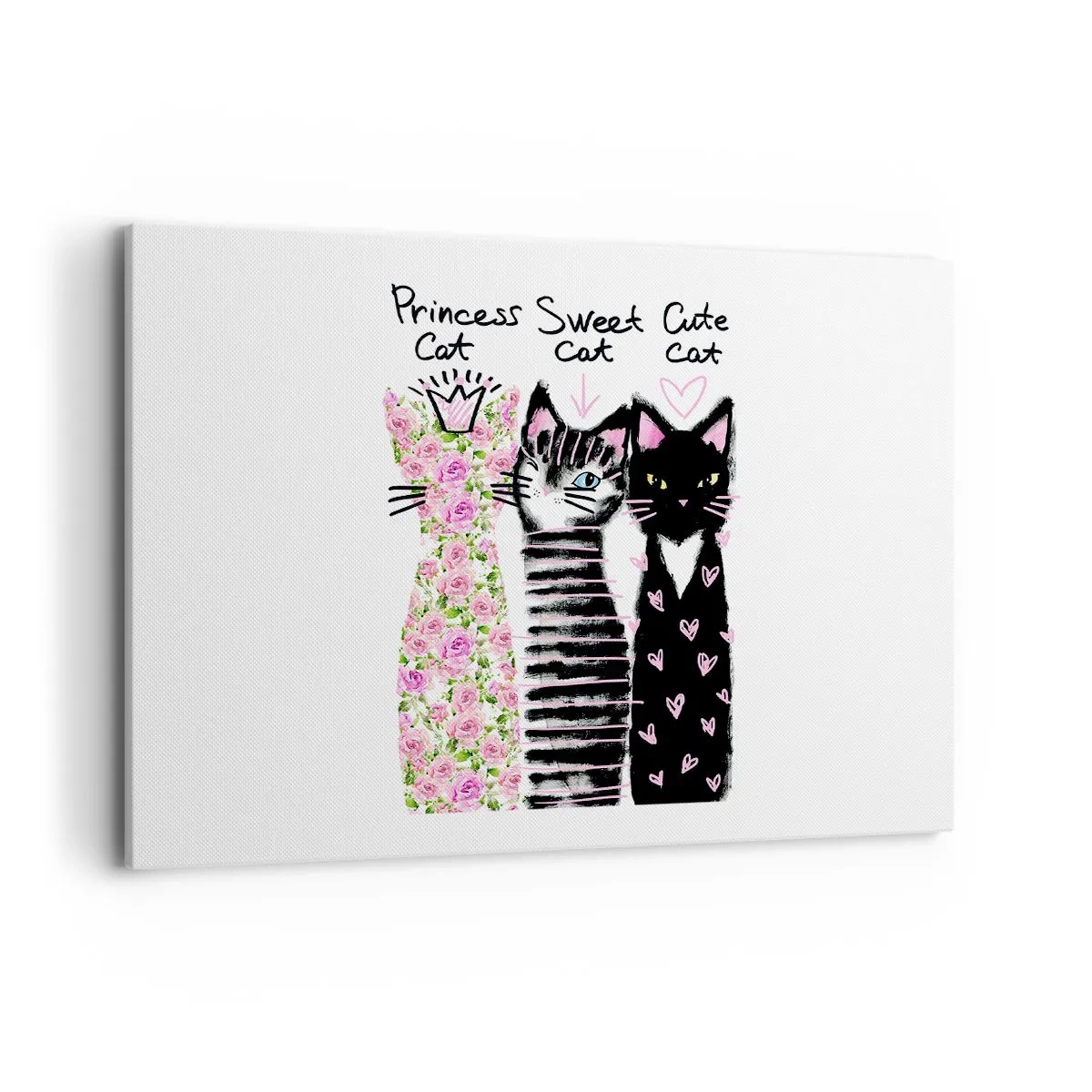 Quadro su tela - Stampe su Tela - Tre gatti con vari motivi artistici - 100x70cm - C'erano una volta tre gattini - Decorazione murale moderna per soggiorno e camera da letto ARTTOR