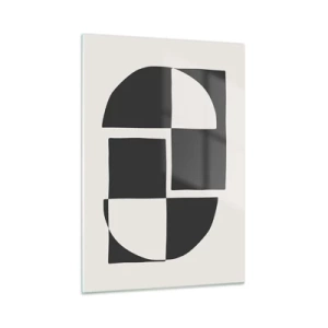 Quadro su vetro - Composizione geometrica di forme in bianco e nero - 50x70cm - Antitesi - sintesi - Decorazione murale moderna per soggiorno e camera da letto ARTTOR