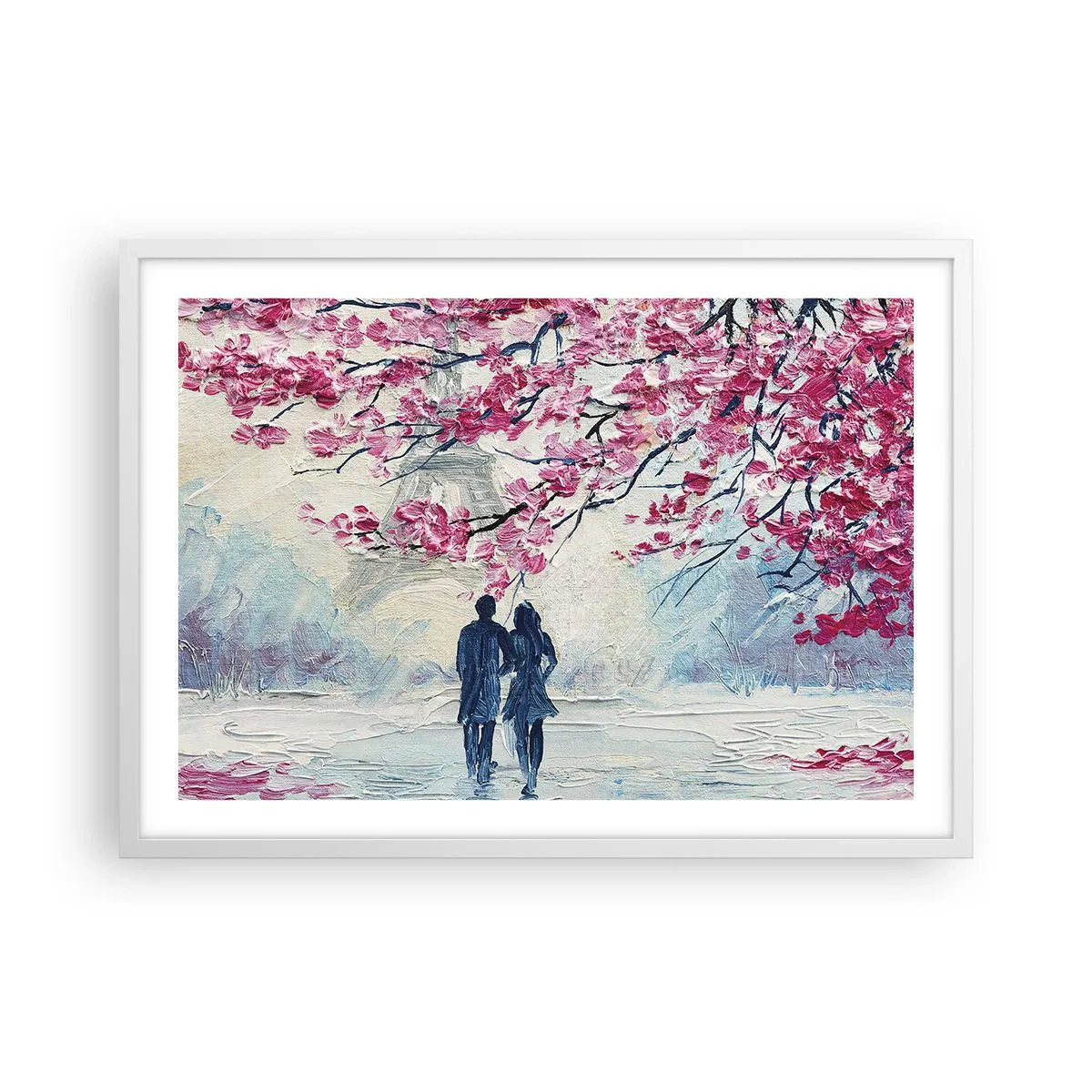Poster in cornice bianca - Passeggiata romantica - 70x50 cm