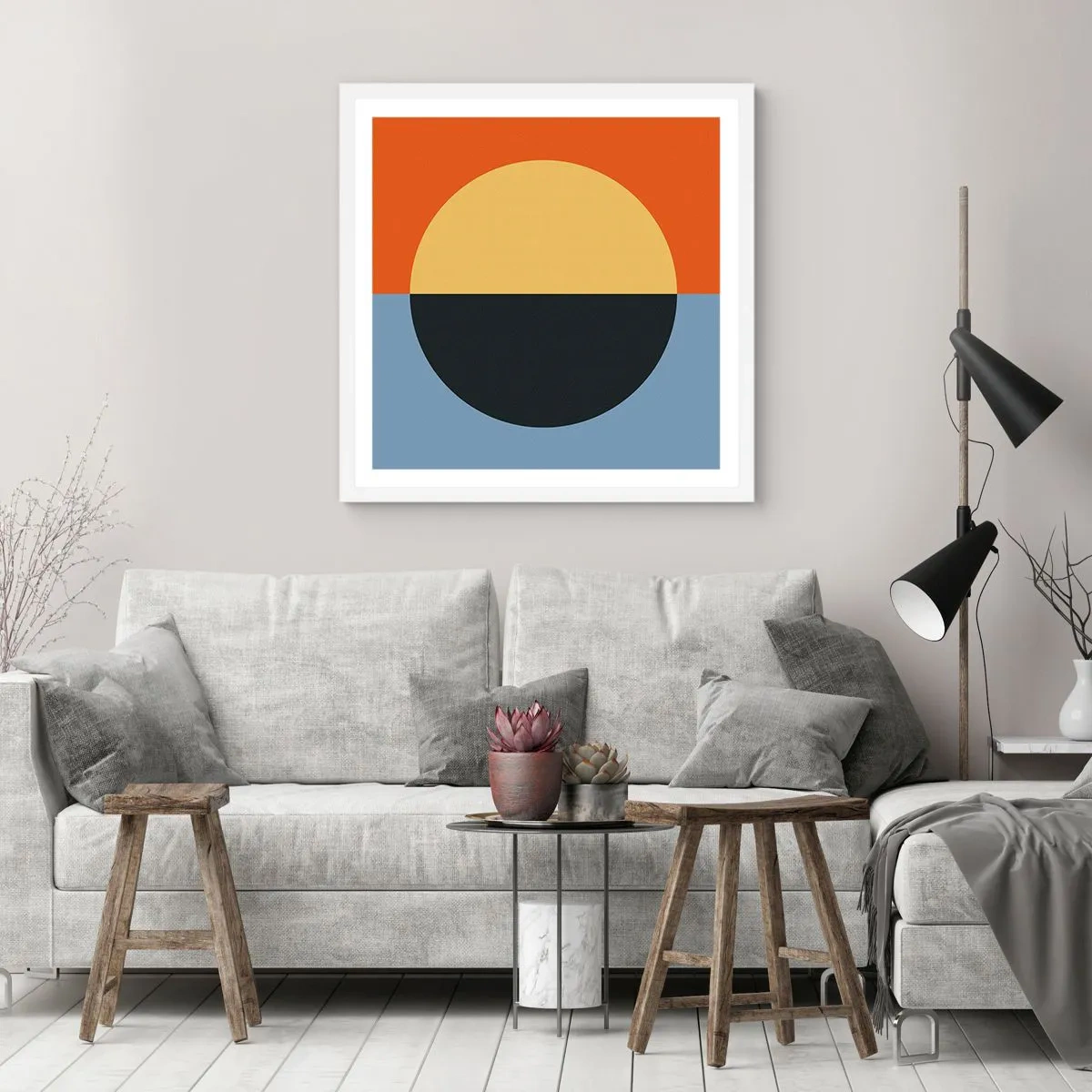 Poster in cornice bianca - Composizione di caldo e freddo - 30x30 cm
