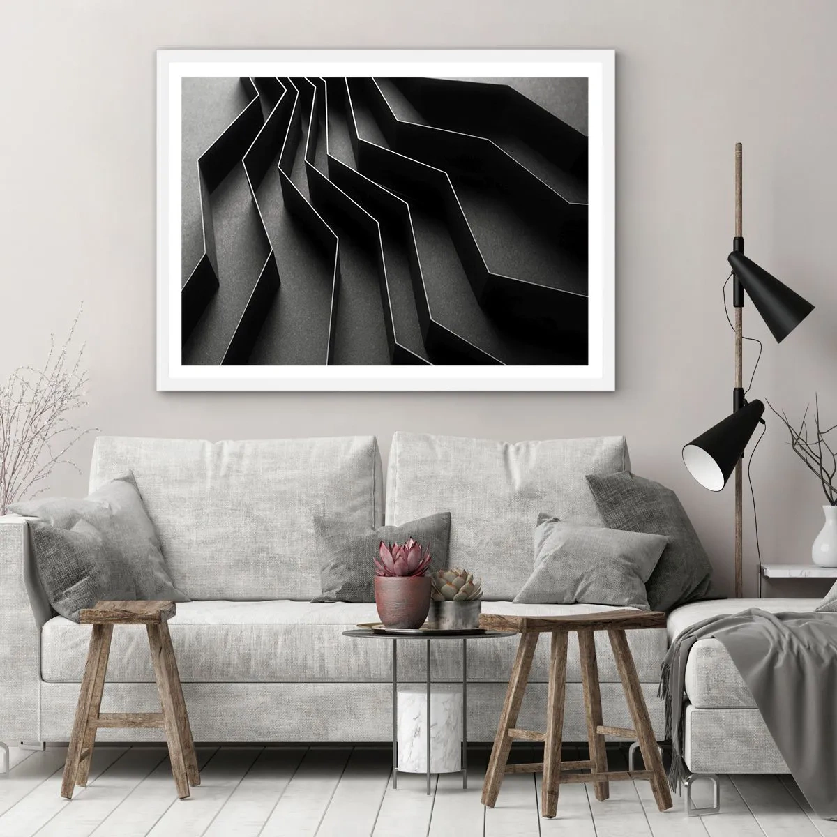 Poster in cornice bianca - Ordine tridimensionale - 100x70 cm