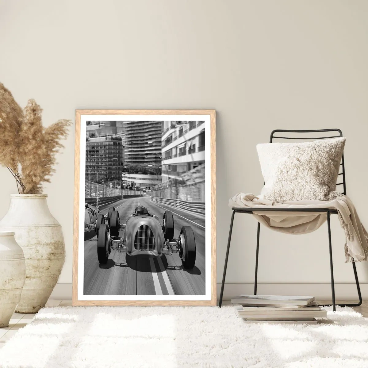 Poster in cornice rovere chiaro - Tanto tempo fa a Montecarlo - 50x70 cm