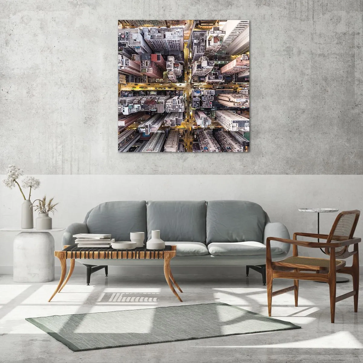 Quadro su vetro - Saluti da Hong Kong - 70x70 cm