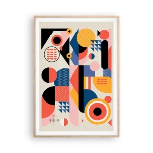 Poster in cornice rovere chiaro - Composizione: divertiti - 70x100 cm