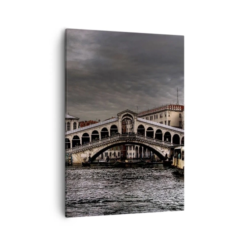 Quadro su tela - Stampe su Tela - Ponte di Rialto a Venezia sul Canal Grande, architettura classica. - 50x70cm - Promessa di una sera a Venezia - Decorazione murale moderna per soggiorno e camera da letto ARTTOR