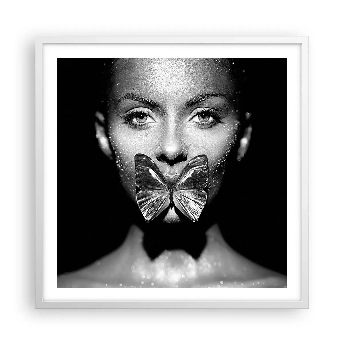 Poster in cornice bianca - Il bacio delle farfalle - 60x60 cm