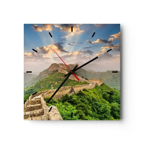 Orologio da parete - Orologio in Vetro - La Grande Muraglia cinese illuminata dalla luce del sole in un paesaggio pittoresco - 30x30cm - La grandezza che non passa mai - Decorazione murale moderna per soggiorno e camera da letto ARTTOR