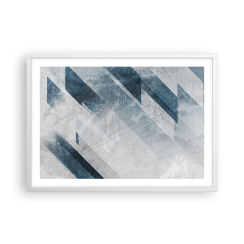 Poster in cornice bianca - Composizione spaziale: movimento in grigio - 70x50 cm