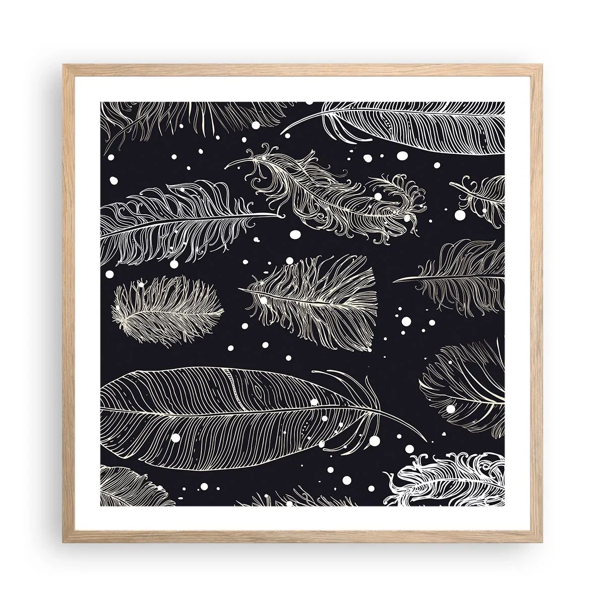 Poster in cornice rovere chiaro - Pizzo piumato - 60x60 cm