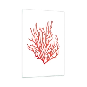 Quadro su vetro - Corallo rosso su sfondo bianco in stile minimalista - 80x120cm - Filigrana di corallo - Decorazione murale moderna per soggiorno e camera da letto ARTTOR