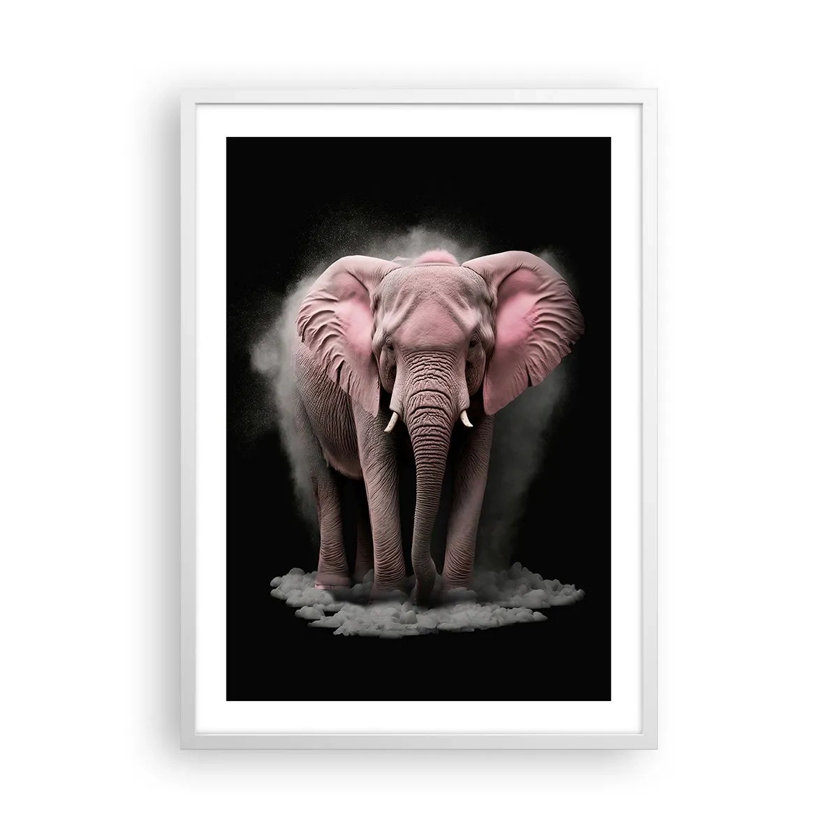 Poster in cornice bianca - Non pensare all'elefante rosa! - 50x70 cm