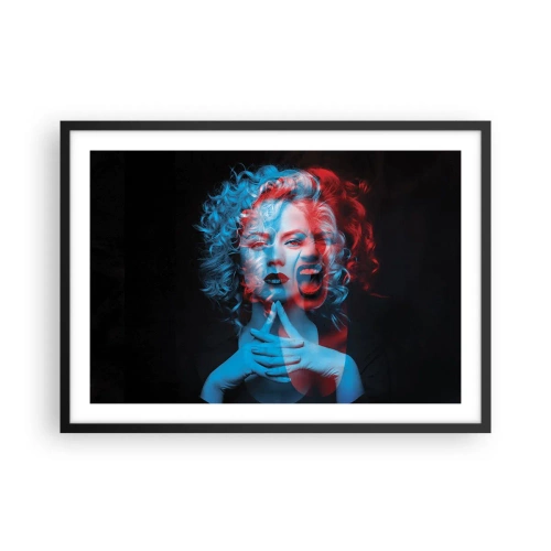 Poster in cornice nera - Doppio ritratto di donna in rosso e blu - 70x50cm - Alter ego - Decorazione murale moderna per soggiorno e camera da letto ARTTOR