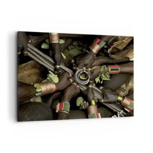 Quadro su tela - Stampe su Tela - Tradizionali braccialetti a mano in un gruppo di mani - 100x70cm - Siamo insieme - Decorazione murale moderna per soggiorno e camera da letto ARTTOR