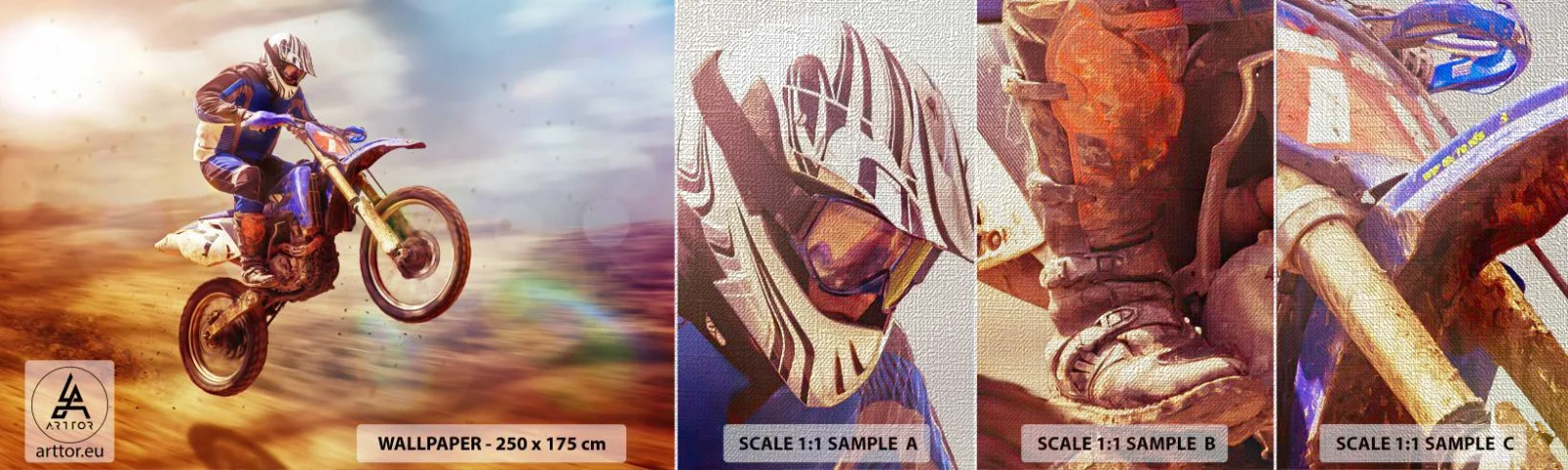 Campione di Fotomurale Premium Canvas - Vertigini motociclistiche - Motocross, Sport, Motociclista - 100x30 cm