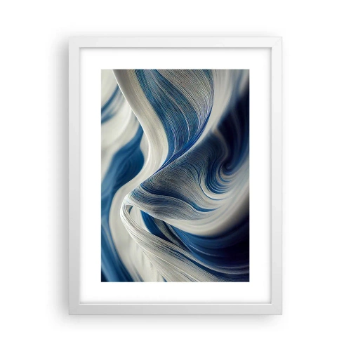 Poster in cornice bianca - Fluidità di blu e di bianco - 30x40 cm
