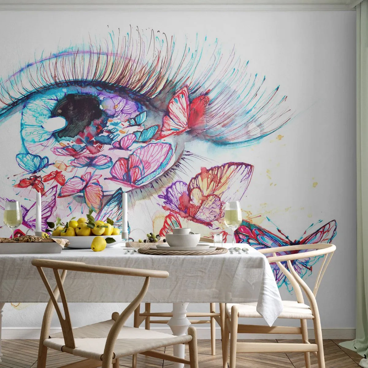 Fotomurali Premium Sand - Occhio incantato - Occhio di donna, Farfalla, Astrazione - 500x350 cm