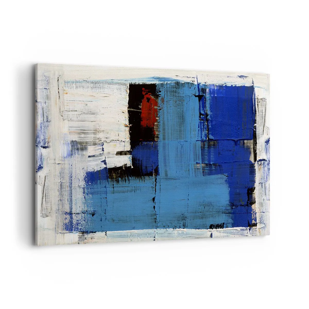 Quadro su tela - Stampe su Tela - Composizione astratta nei toni del blu e del bianco - 120x80cm - I segreti del blu - Decorazione murale moderna per soggiorno e camera da letto ARTTOR
