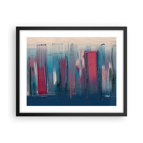 Poster in cornice nera - Composizione verticale in blu e rosso - 50x40 cm