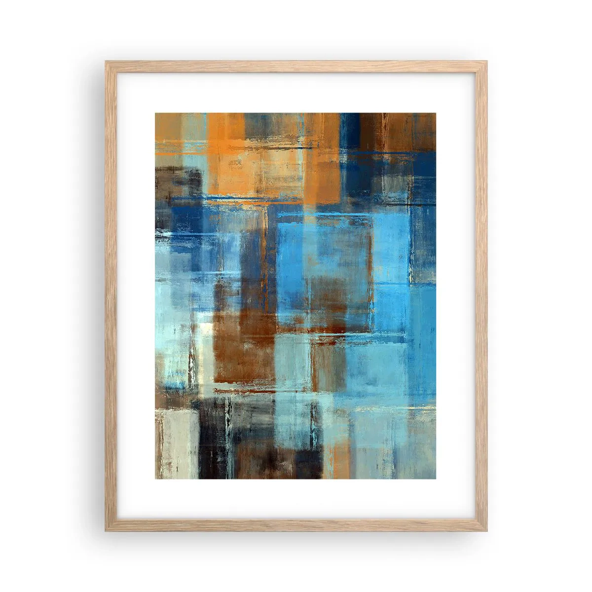 Poster in cornice rovere chiaro - Attraverso la tenda blu - 40x50 cm