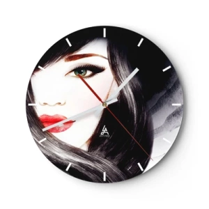 Orologio da parete - Orologio in Vetro - Ritratto artistico di una donna con un occhio di zaffiro - 30x30cm - Sguardo di zaffiro - Decorazione murale moderna per soggiorno, cucina e camera da letto ARTTOR