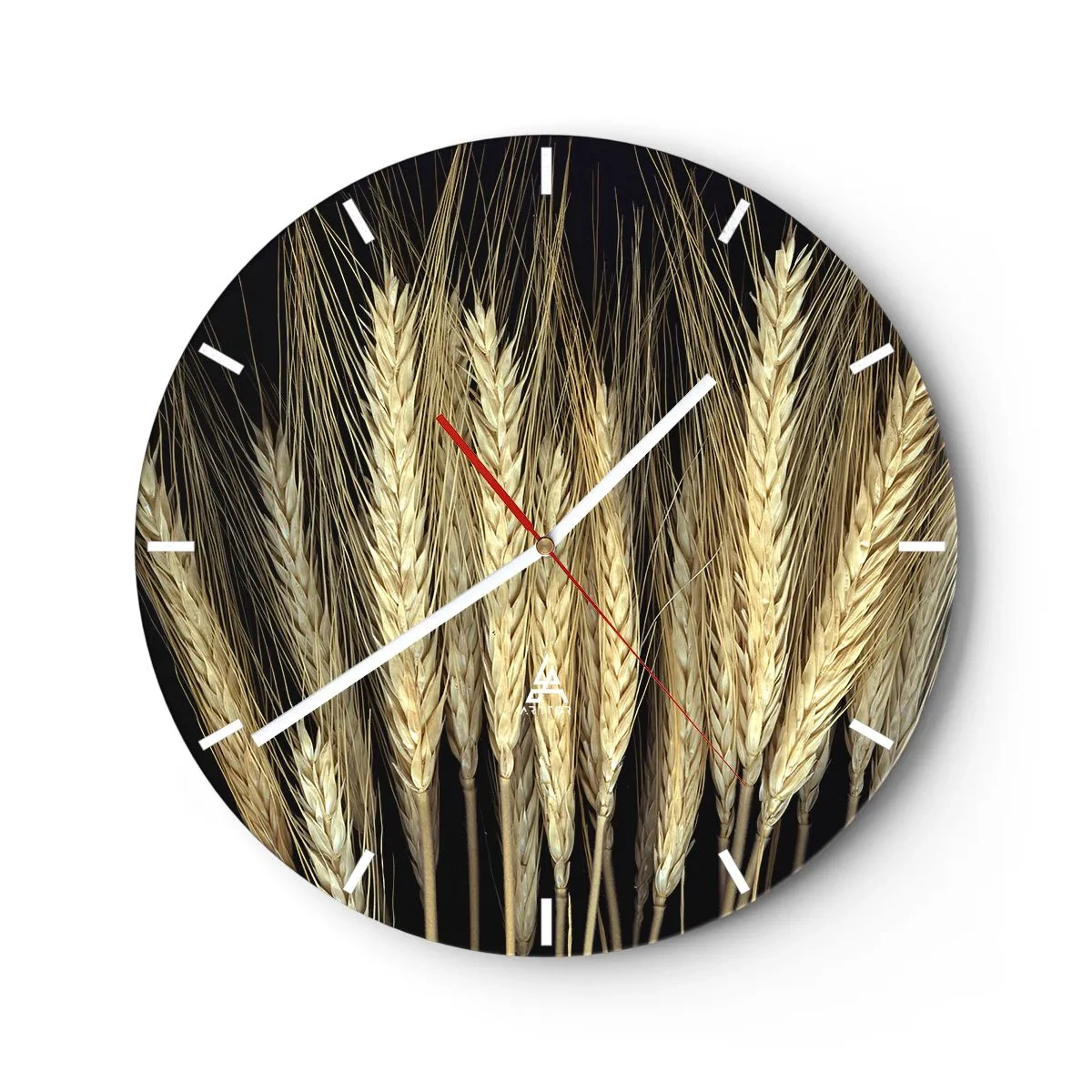 Orologio da parete - Orologio in Vetro - Spighe di grano su uno sfondo scuro - 30x30cm - Magia rustica - Decorazione murale moderna per soggiorno, cucina e camera da letto ARTTOR