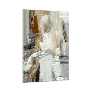Quadro su vetro - Una composizione astratta nei toni della terra con una texture distintiva. - 50x70cm - Strati colorati - Decorazione murale moderna per soggiorno e camera da letto ARTTOR