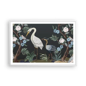 Poster in cornice bianca - La parata degli uccelli - 91x61 cm